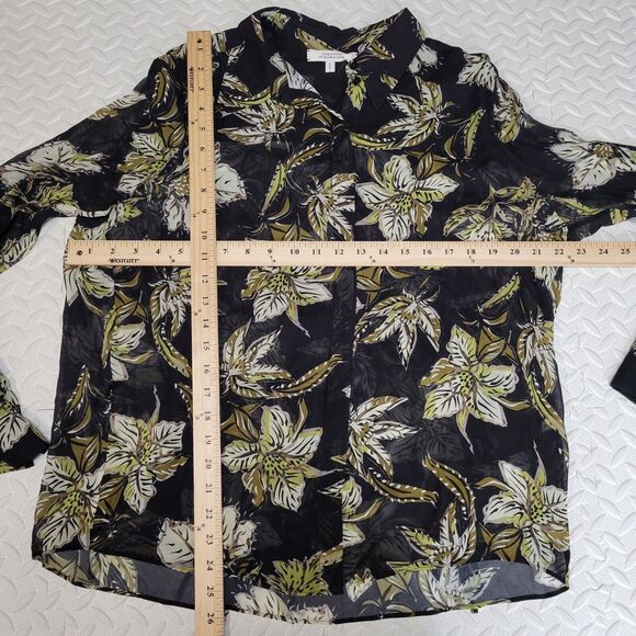 Dorothee Schumacher Black Floral Blouse Size Large (4) Viscose Fringed Back - Picture 9 of 13